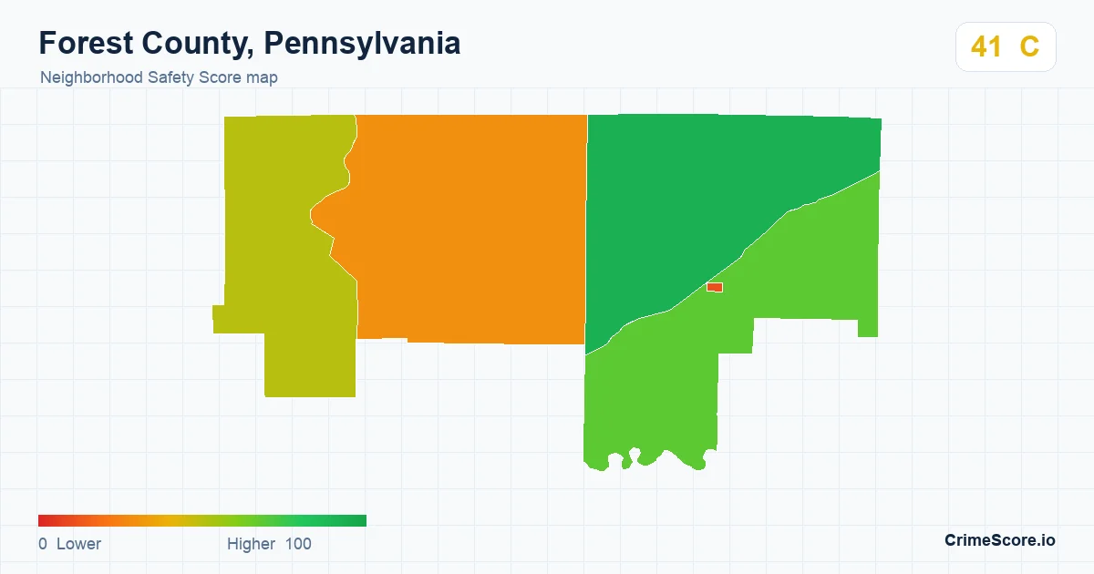Forest County, Pennsylvania neighborhood Safety Score map by Census block group