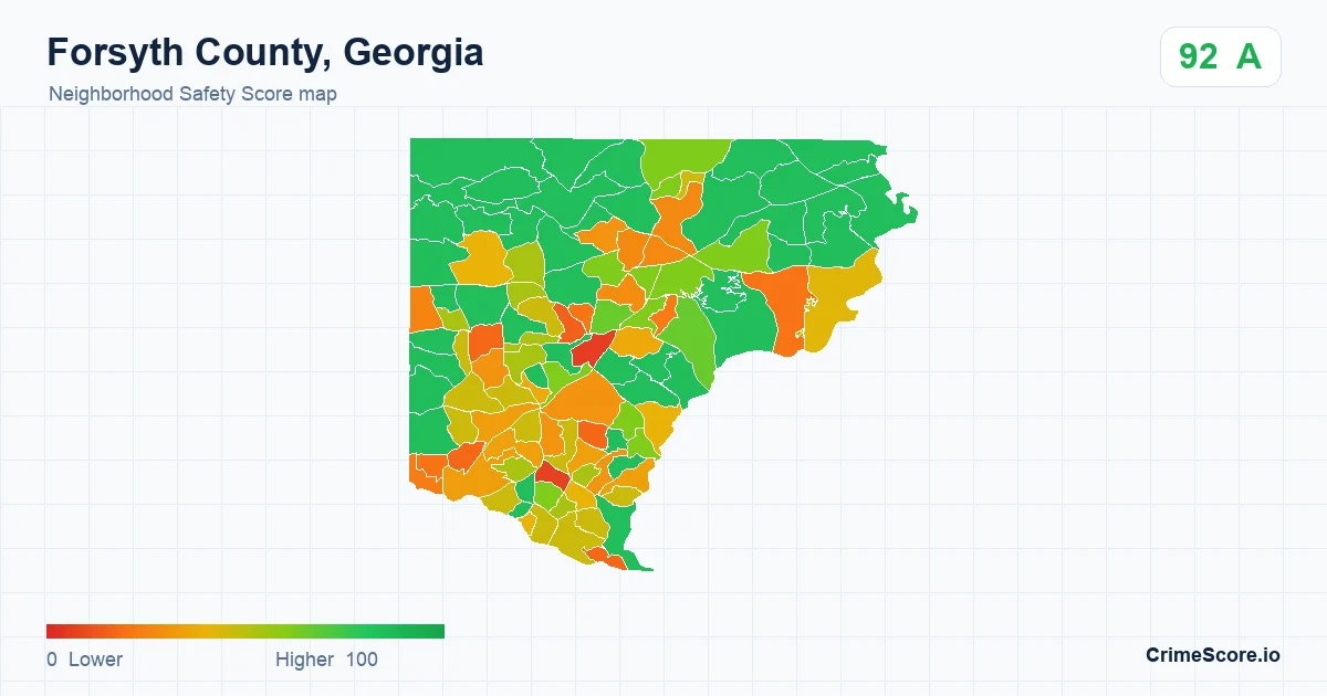 Forsyth County, Georgia neighborhood Safety Score map by Census block group