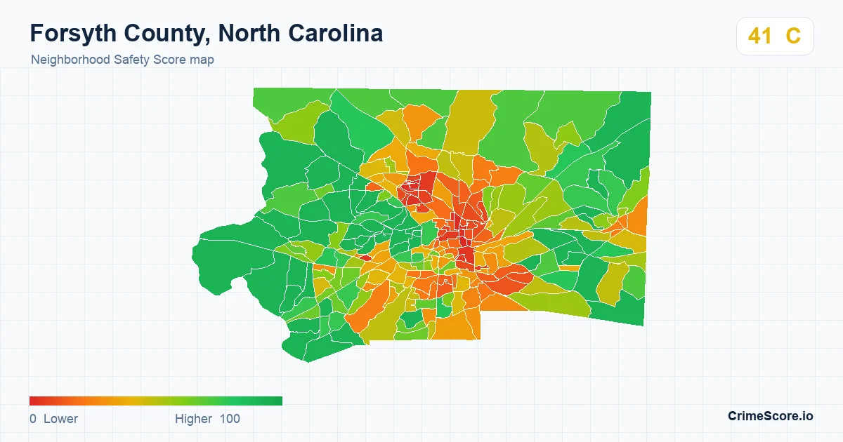 Forsyth County, North Carolina neighborhood Safety Score map by Census block group