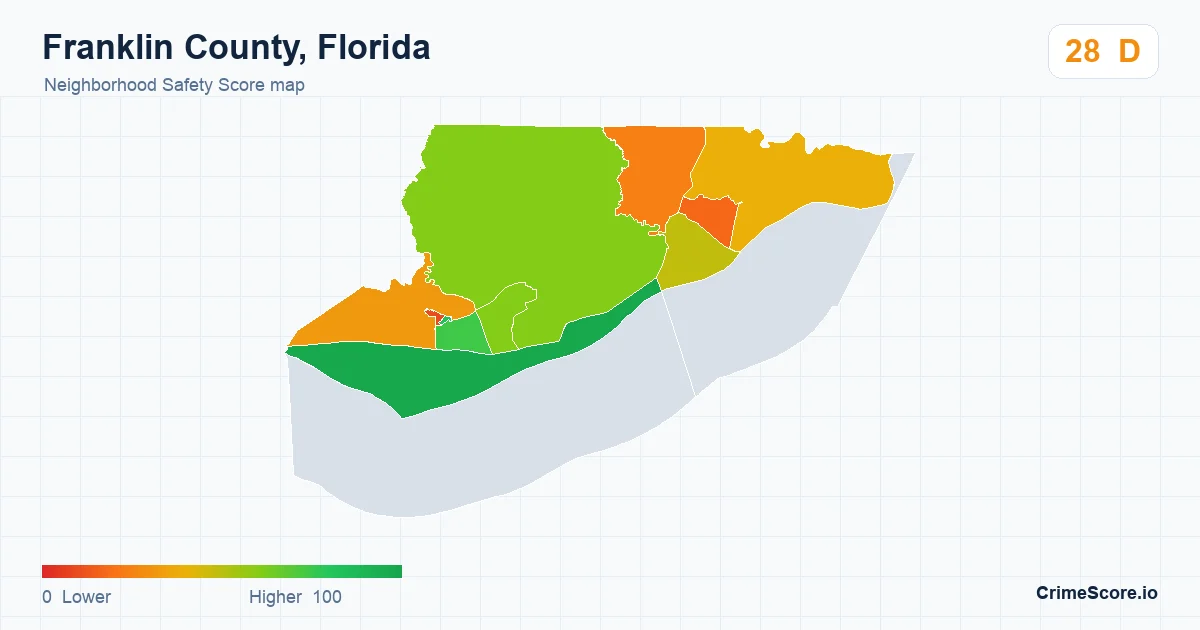 Franklin County, Florida neighborhood Safety Score map by Census block group