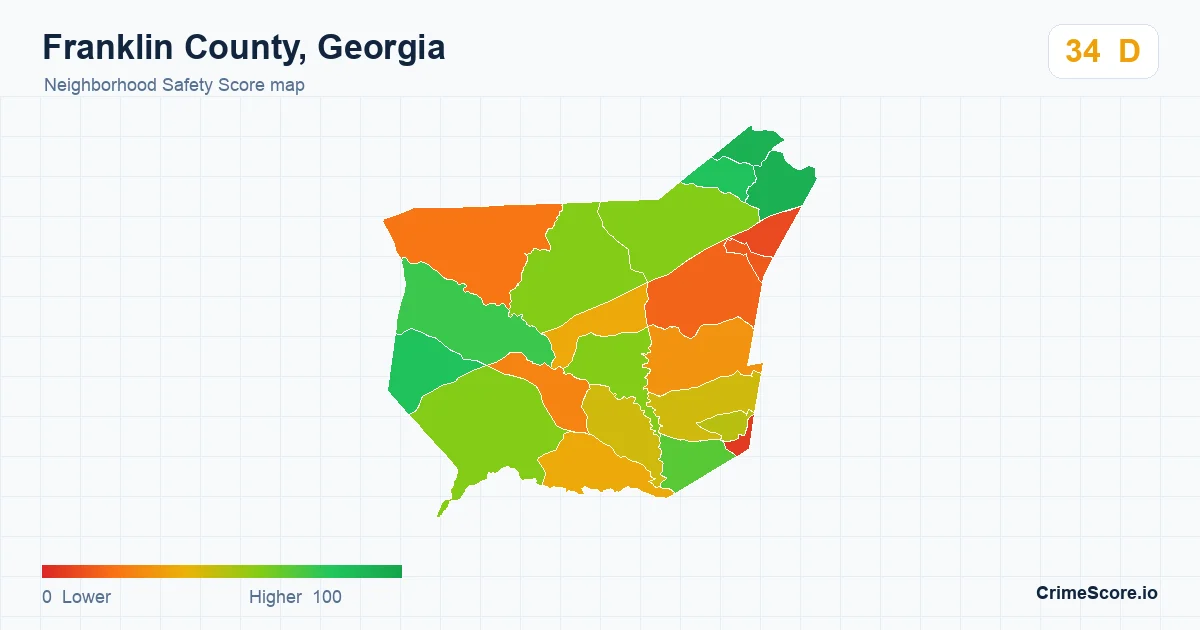 Franklin County, Georgia neighborhood Safety Score map by Census block group