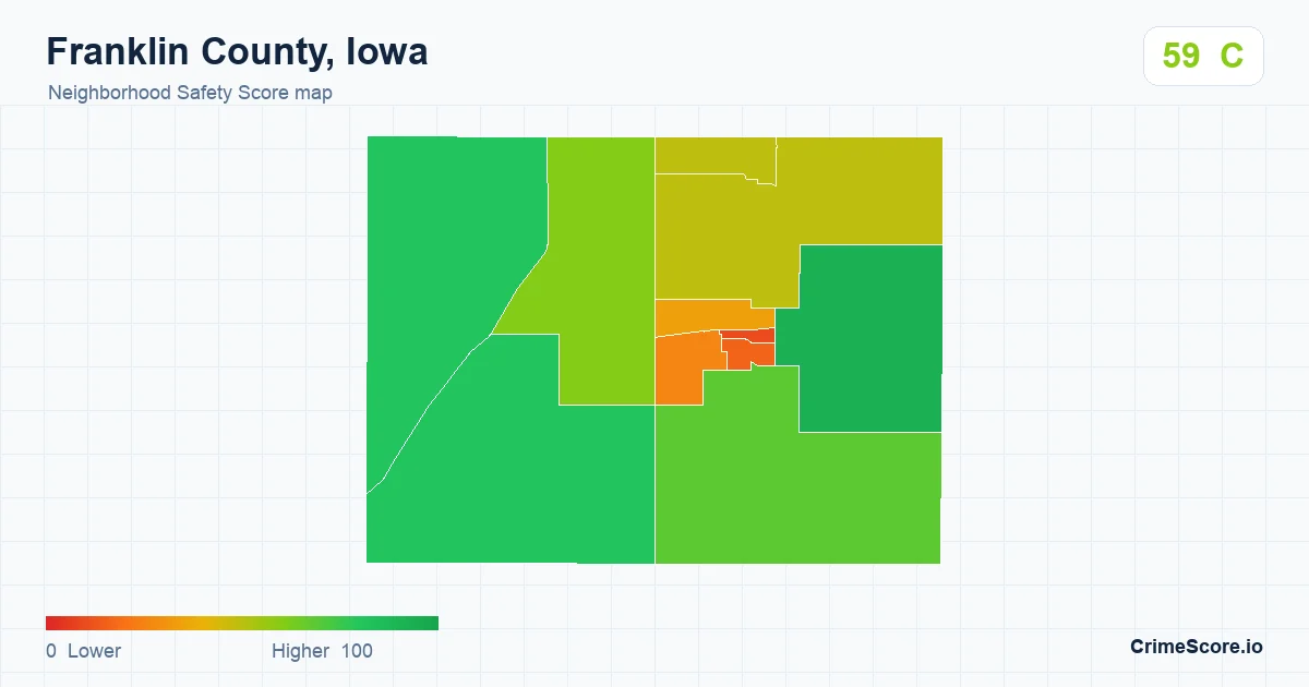 Franklin County, Iowa neighborhood Safety Score map by Census block group