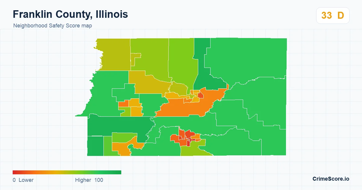 Franklin County, Illinois neighborhood Safety Score map by Census block group