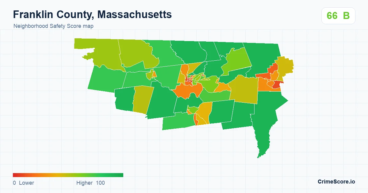 Franklin County, Massachusetts neighborhood Safety Score map by Census block group