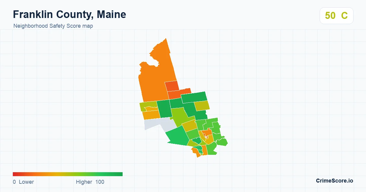 Franklin County, Maine neighborhood Safety Score map by Census block group