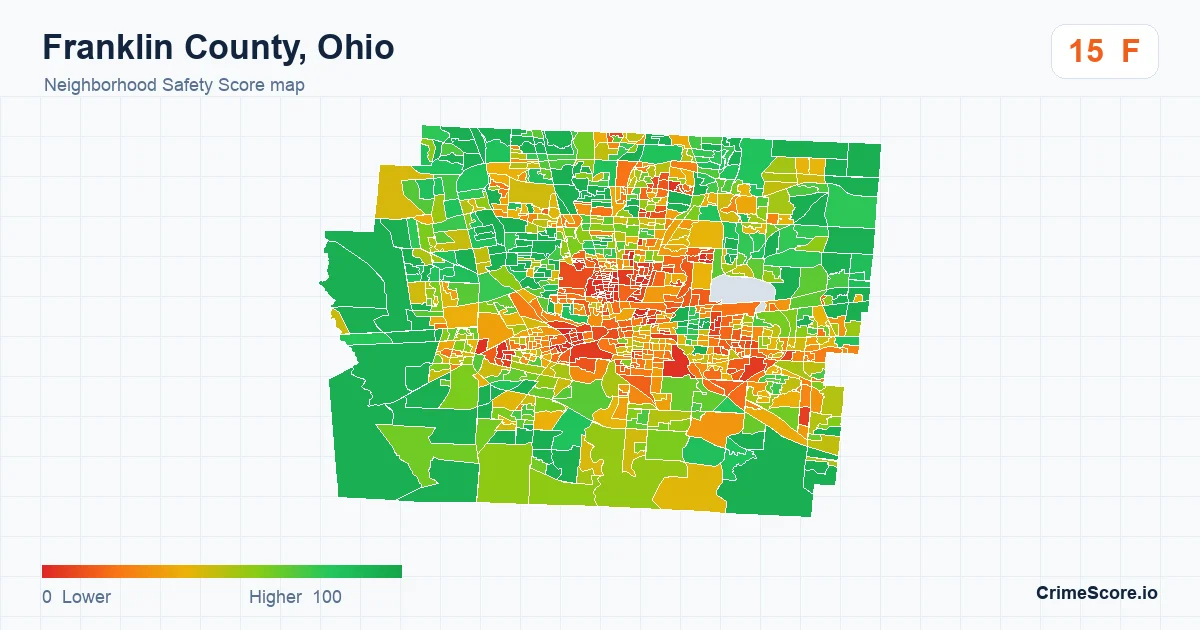 Franklin County, Ohio neighborhood Safety Score map by Census block group