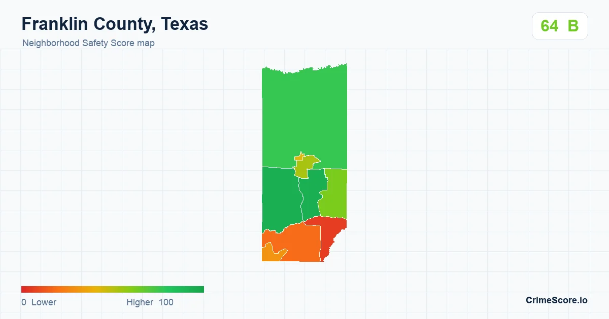 Franklin County, Texas neighborhood Safety Score map by Census block group