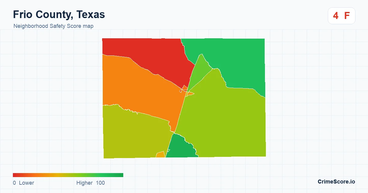 Frio County, Texas neighborhood Safety Score map by Census block group