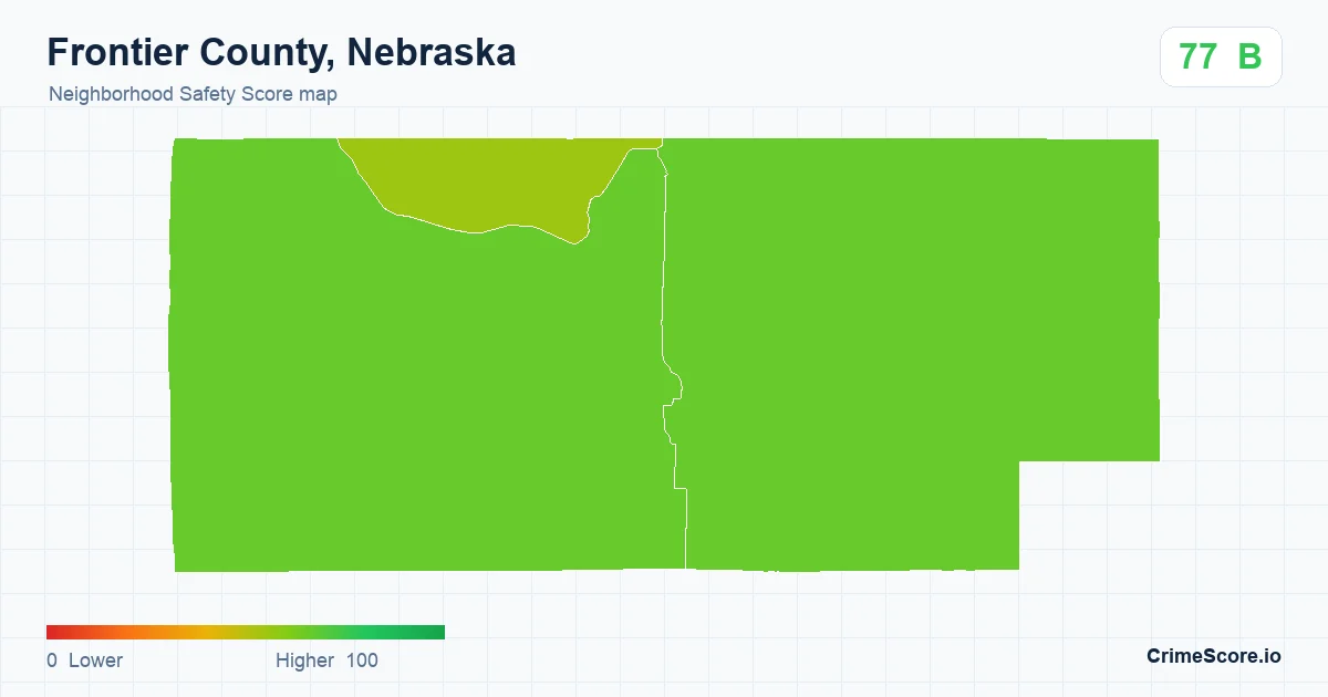 Frontier County, Nebraska neighborhood Safety Score map by Census block group