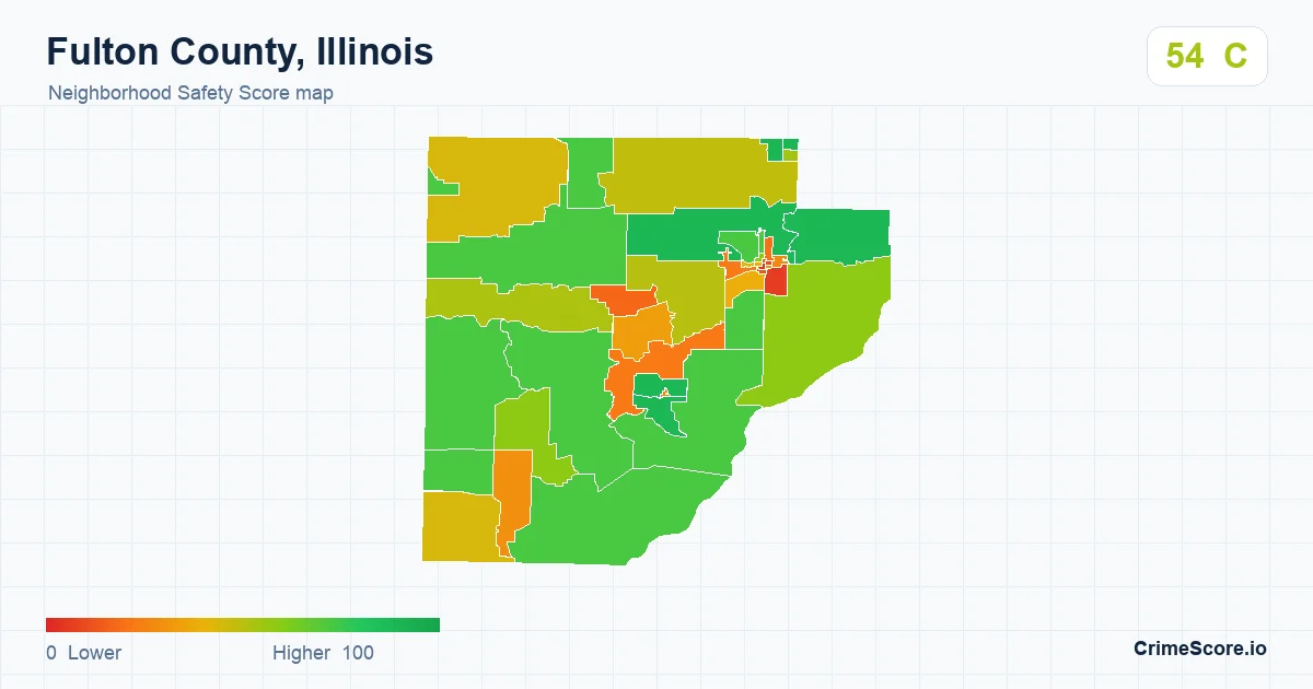 Fulton County, Illinois neighborhood Safety Score map by Census block group