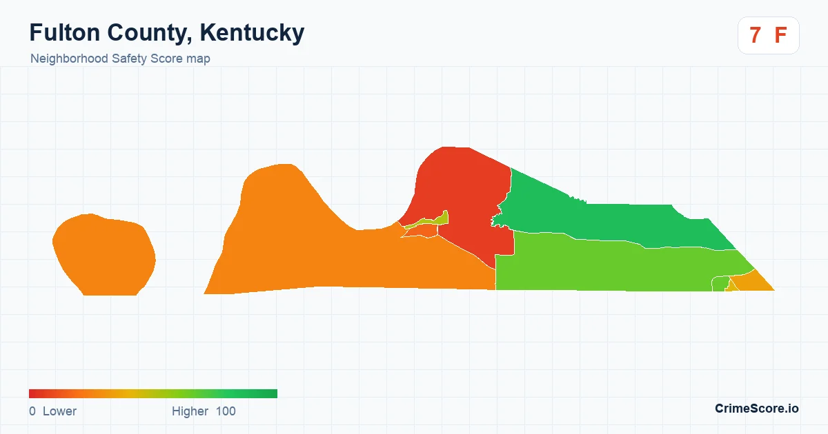 Fulton County, Kentucky neighborhood Safety Score map by Census block group