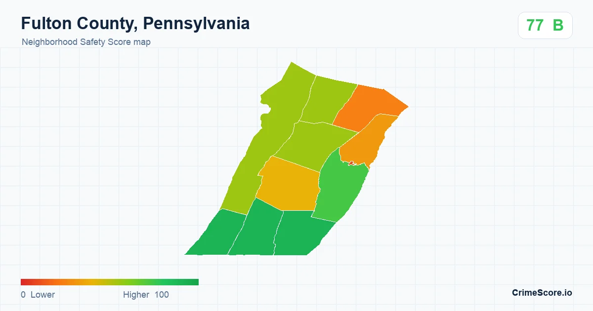 Fulton County, Pennsylvania neighborhood Safety Score map by Census block group