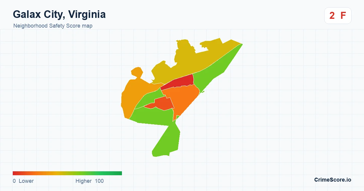 Galax City, Virginia neighborhood Safety Score map by Census block group