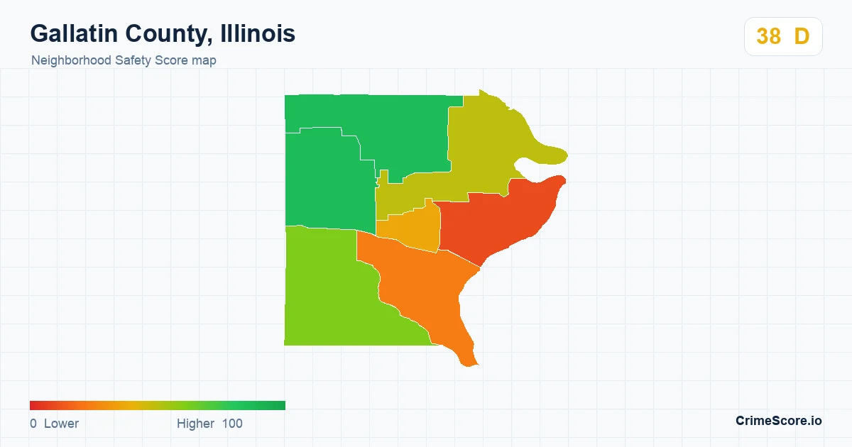 Gallatin County, Illinois neighborhood Safety Score map by Census block group