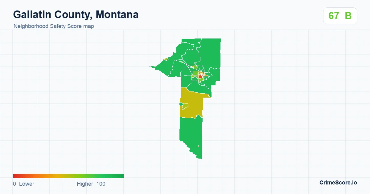 Gallatin County, Montana neighborhood Safety Score map by Census block group