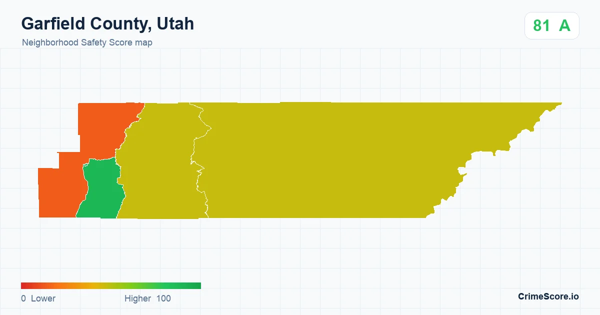 Garfield County, Utah neighborhood Safety Score map by Census block group