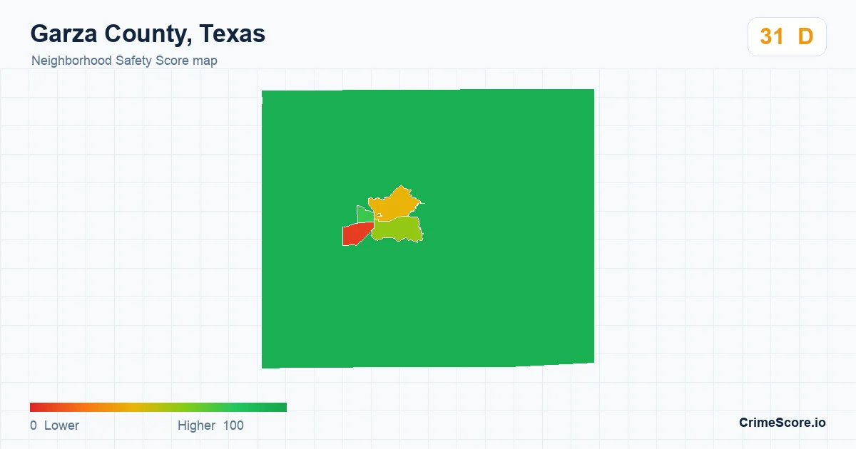 Garza County, Texas neighborhood Safety Score map by Census block group
