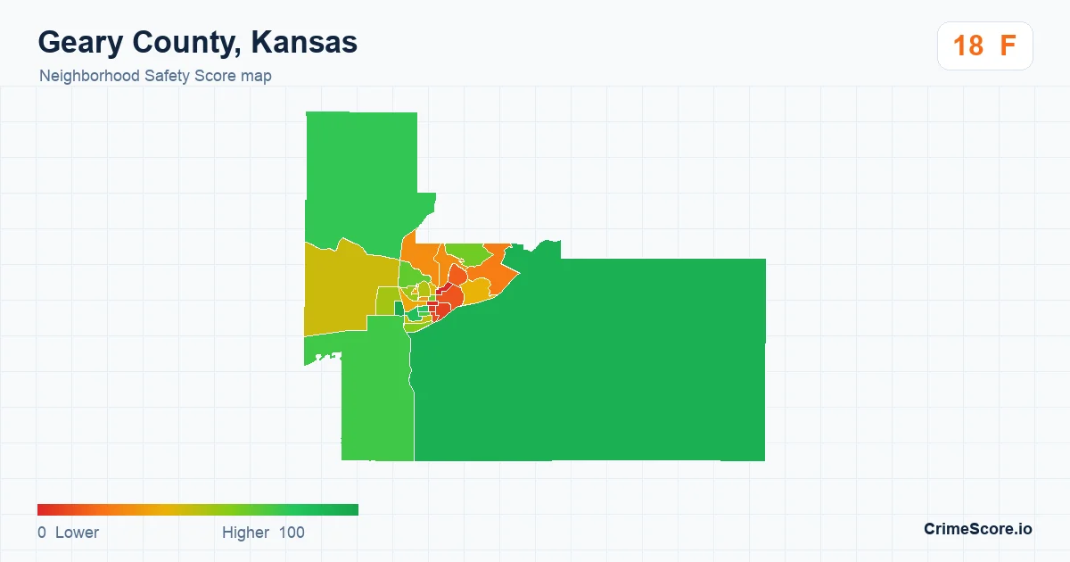Geary County, Kansas neighborhood Safety Score map by Census block group
