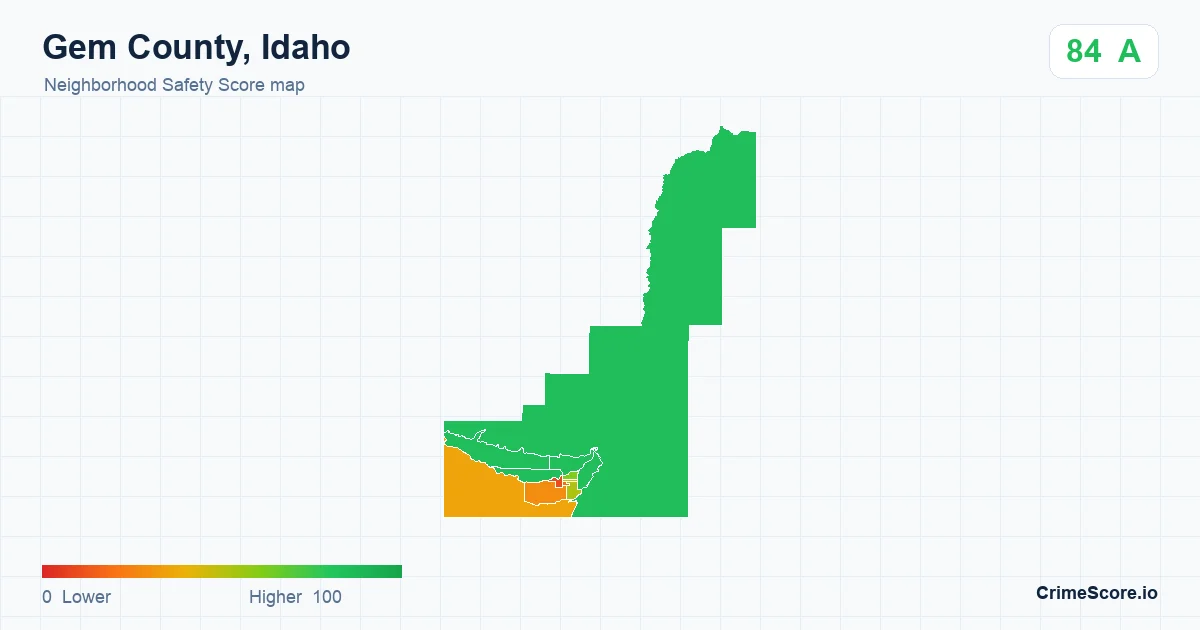 Gem County, Idaho neighborhood Safety Score map by Census block group