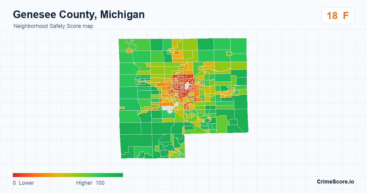 Genesee County, Michigan neighborhood Safety Score map by Census block group