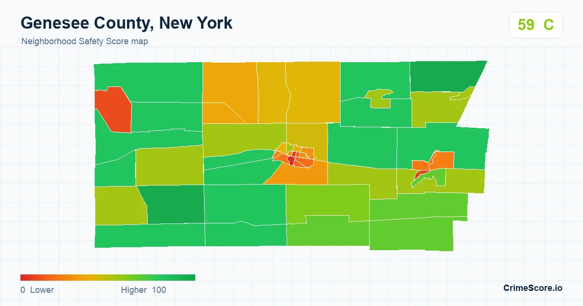Genesee County, New York neighborhood Safety Score map by Census block group