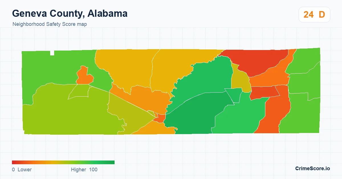 Geneva County, Alabama neighborhood Safety Score map by Census block group