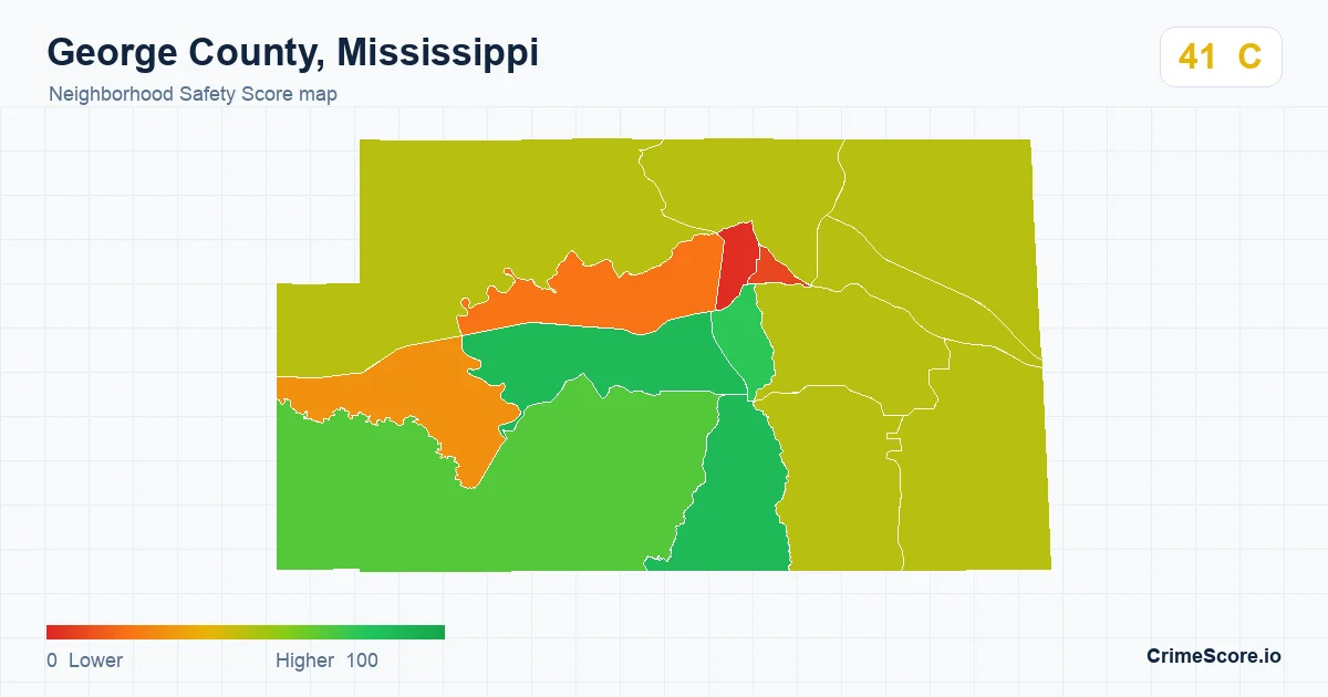 George County, Mississippi neighborhood Safety Score map by Census block group