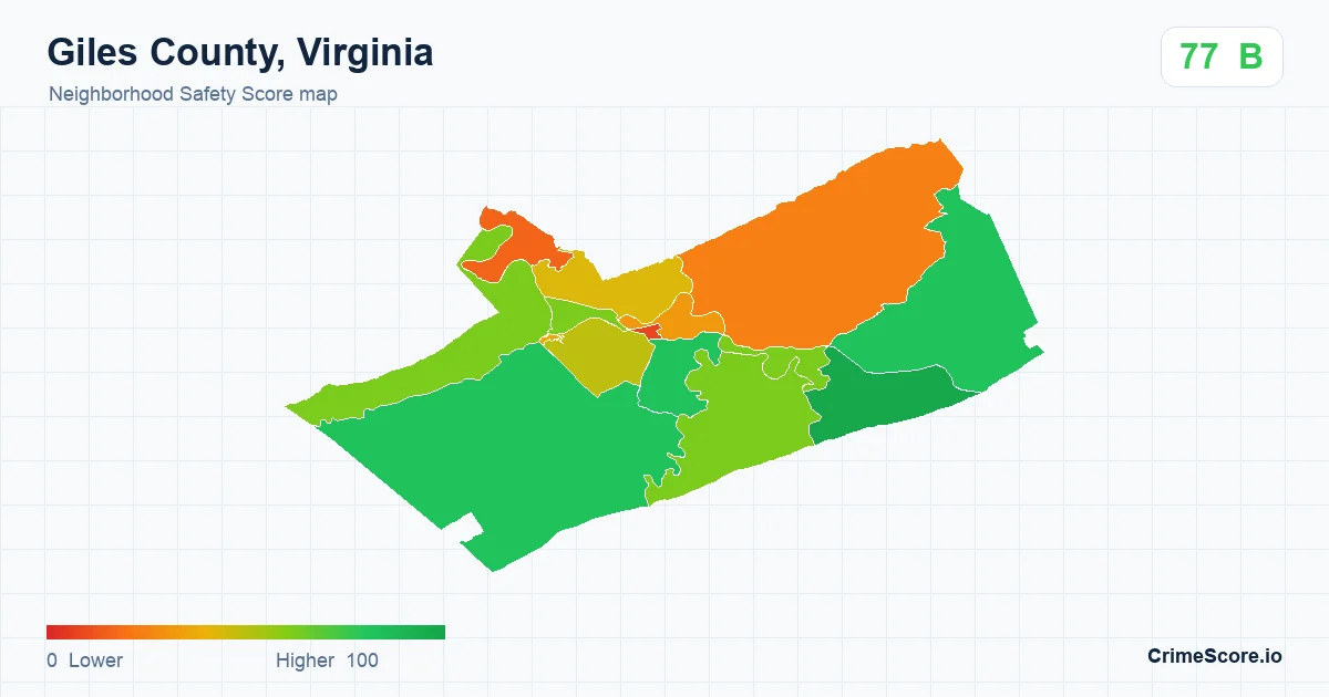 Giles County, Virginia neighborhood Safety Score map by Census block group