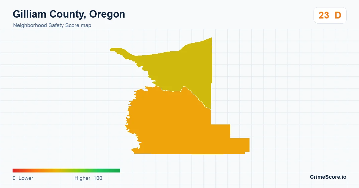 Gilliam County, Oregon neighborhood Safety Score map by Census block group