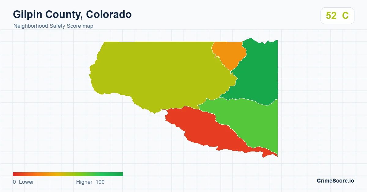 Gilpin County, Colorado neighborhood Safety Score map by Census block group