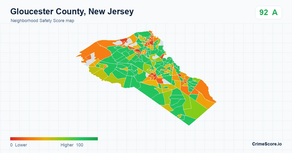 Gloucester County, New Jersey neighborhood Safety Score map by Census block group