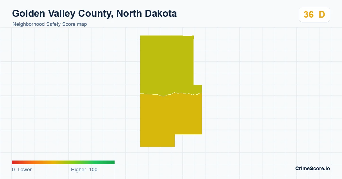 Golden Valley County, North Dakota neighborhood Safety Score map by Census block group