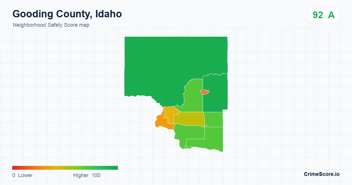 Gooding County, Idaho neighborhood Safety Score map by Census block group