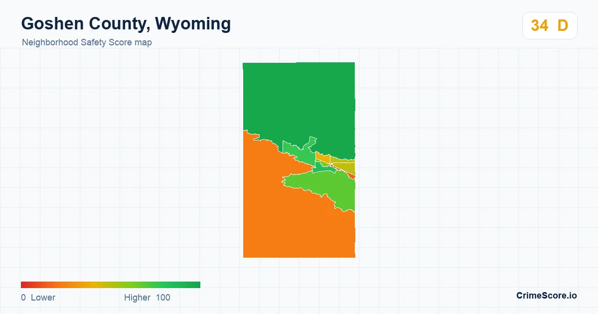 Goshen County, Wyoming neighborhood Safety Score map by Census block group