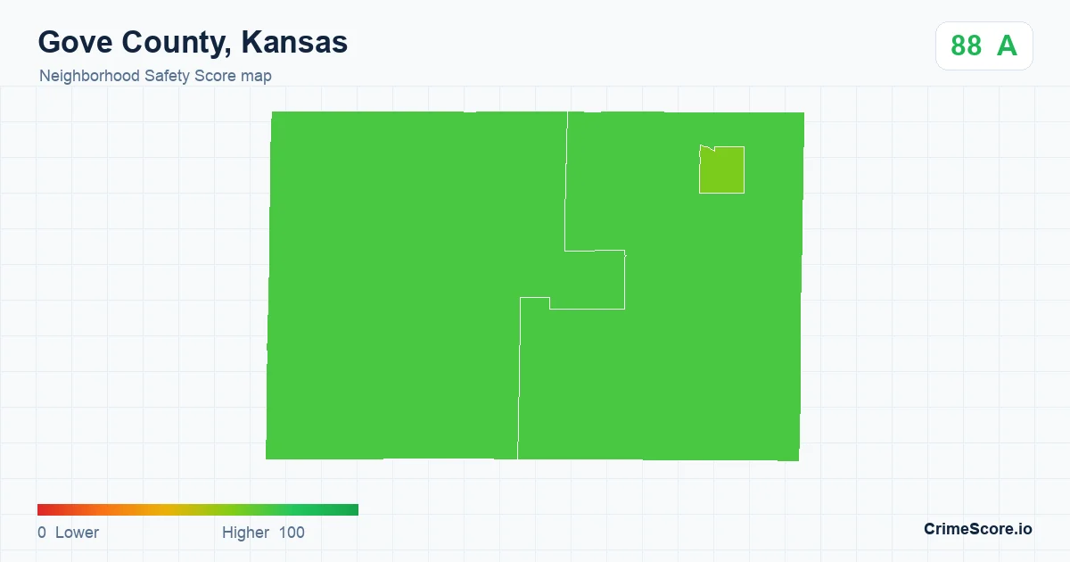 Gove County, Kansas neighborhood Safety Score map by Census block group