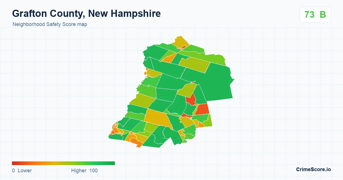 Grafton County, New Hampshire neighborhood Safety Score map by Census block group