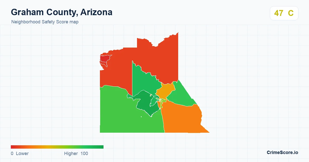 Graham County, Arizona neighborhood Safety Score map by Census block group