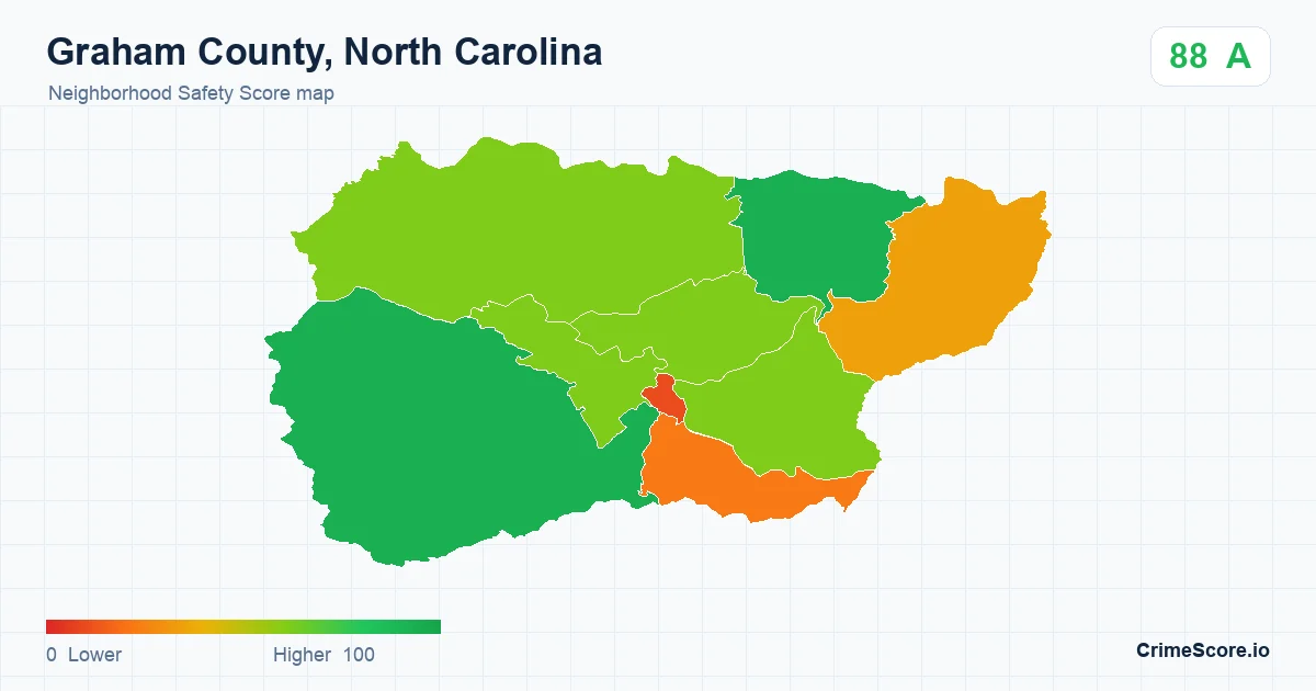 Graham County, North Carolina neighborhood Safety Score map by Census block group