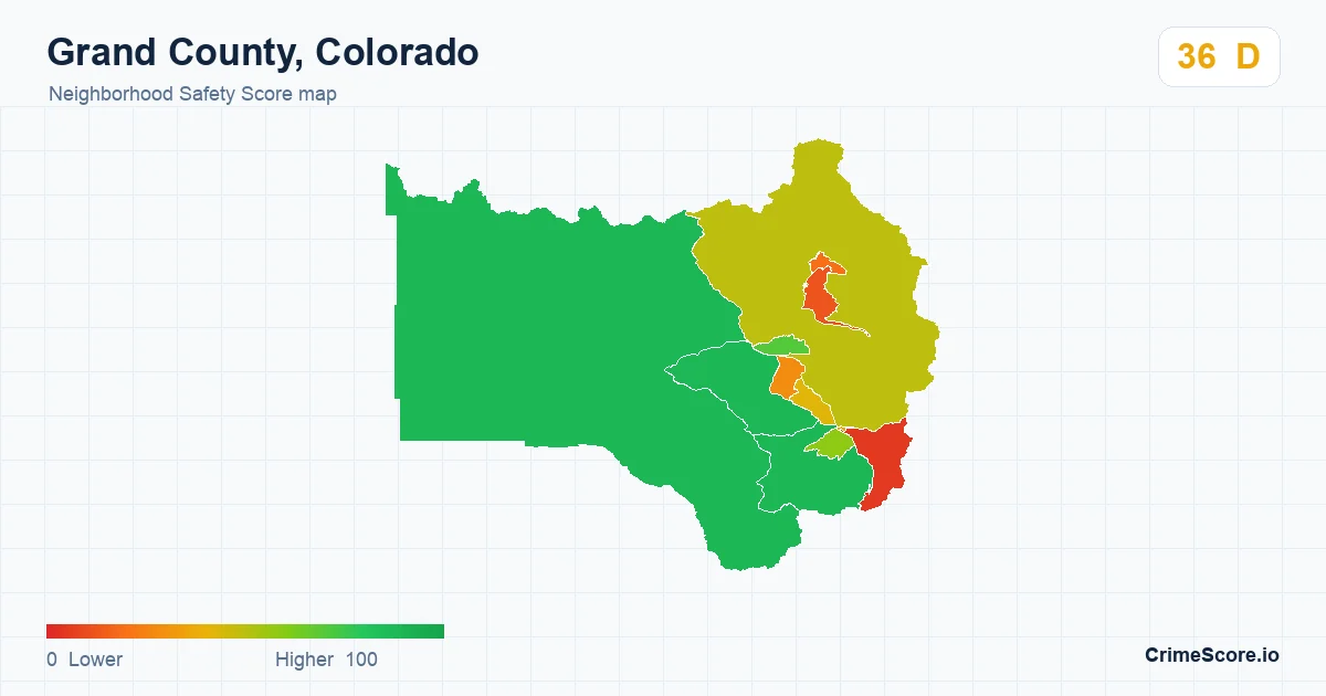 Grand County, Colorado neighborhood Safety Score map by Census block group
