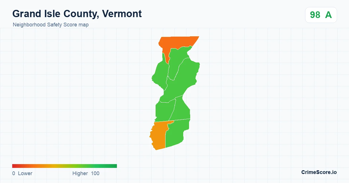 Grand Isle County, Vermont neighborhood Safety Score map by Census block group