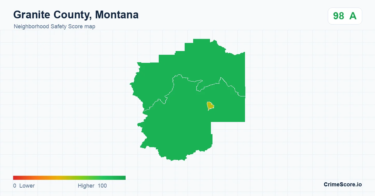 Granite County, Montana neighborhood Safety Score map by Census block group