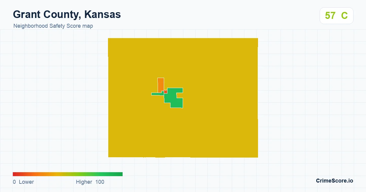 Grant County, Kansas neighborhood Safety Score map by Census block group