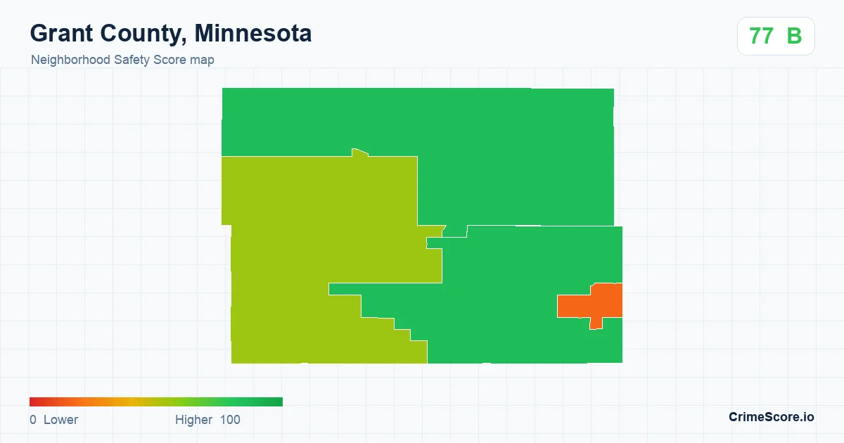 Grant County, Minnesota neighborhood Safety Score map by Census block group