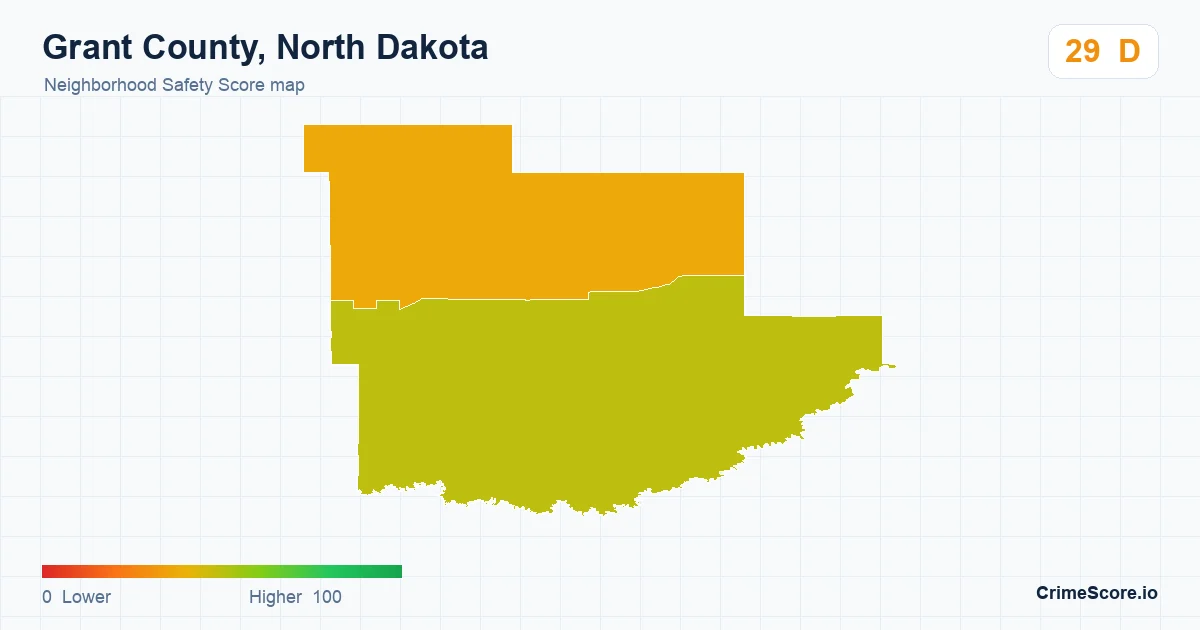 Grant County, North Dakota neighborhood Safety Score map by Census block group