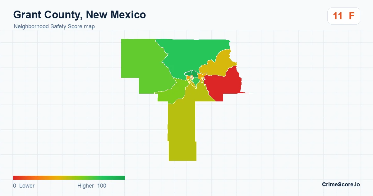 Grant County, New Mexico neighborhood Safety Score map by Census block group