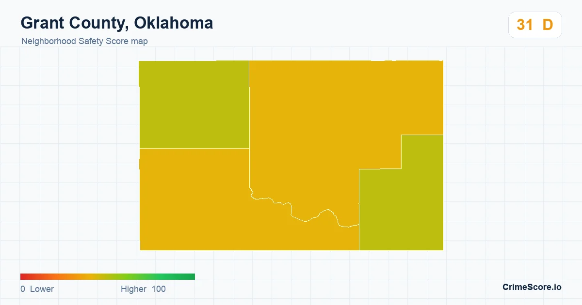 Grant County, Oklahoma neighborhood Safety Score map by Census block group