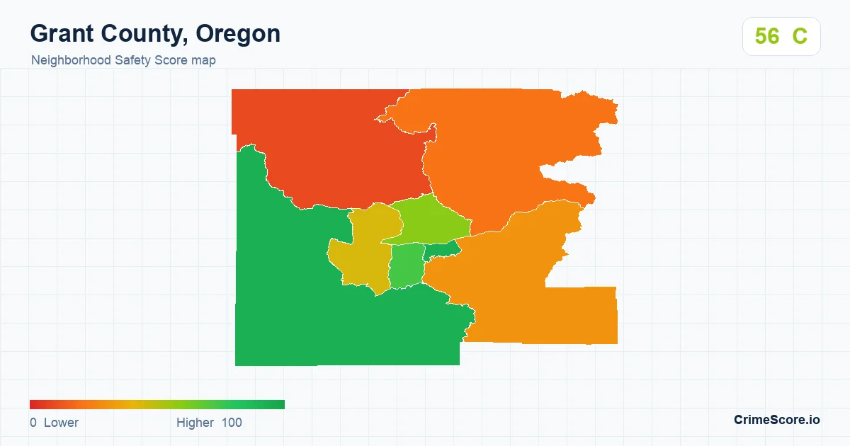 Grant County, Oregon neighborhood Safety Score map by Census block group