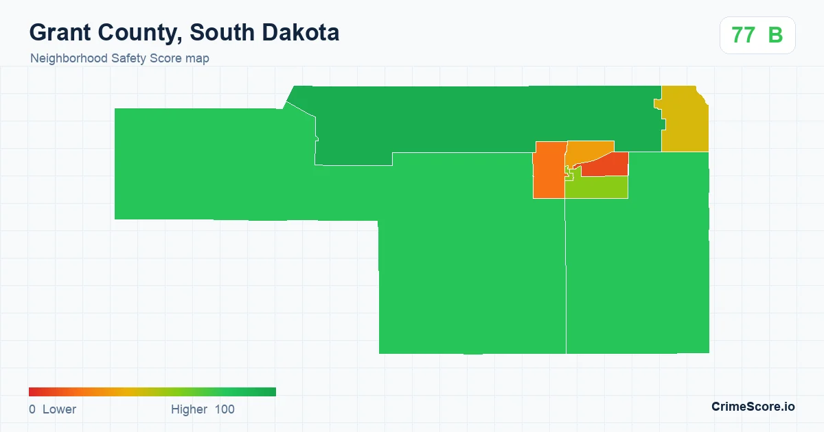 Grant County, South Dakota neighborhood Safety Score map by Census block group