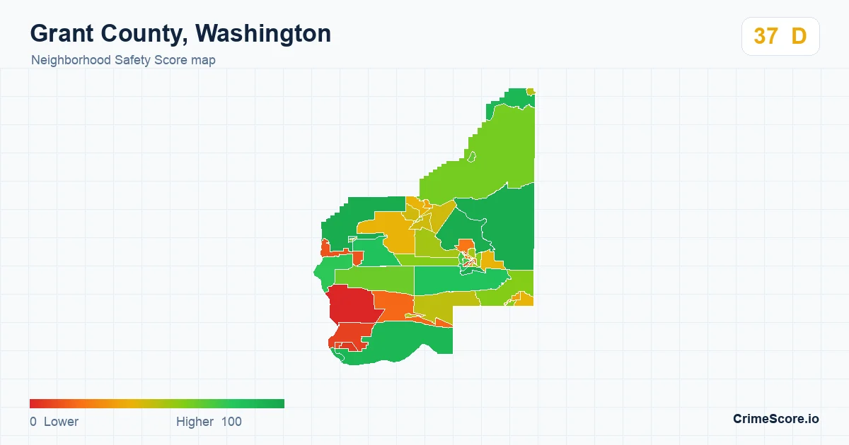 Grant County, Washington neighborhood Safety Score map by Census block group