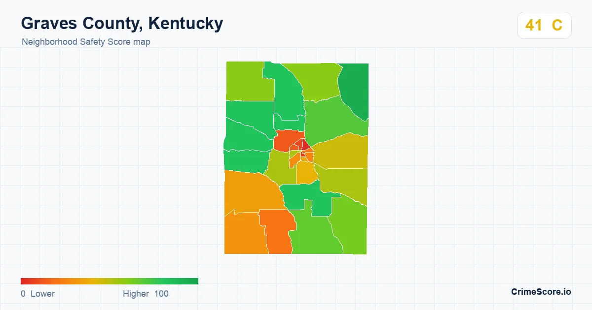 Graves County, Kentucky neighborhood Safety Score map by Census block group